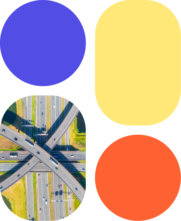 Aerial highway intersection representing a clear path for startup founders