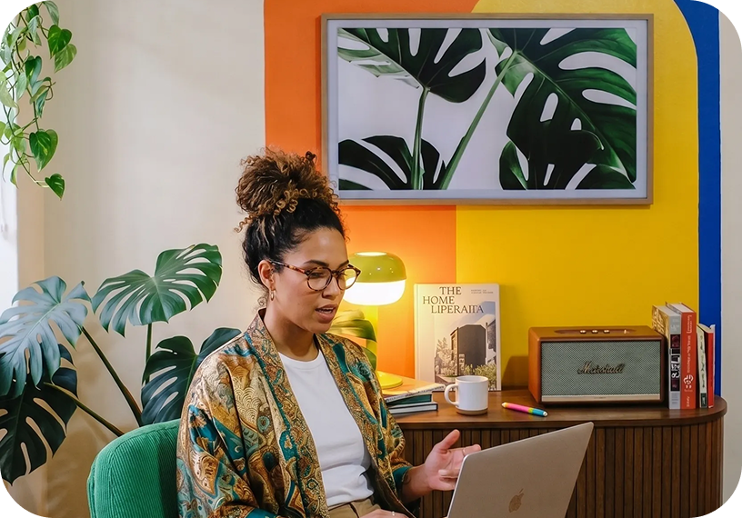 Product professional working on a digital product strategy at a laptop