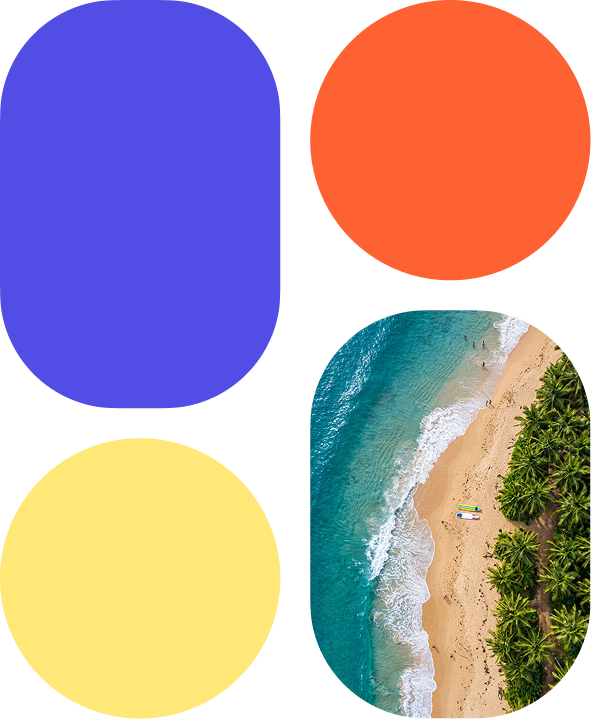 Aerial tropical beach with Pepperplane brand shapes