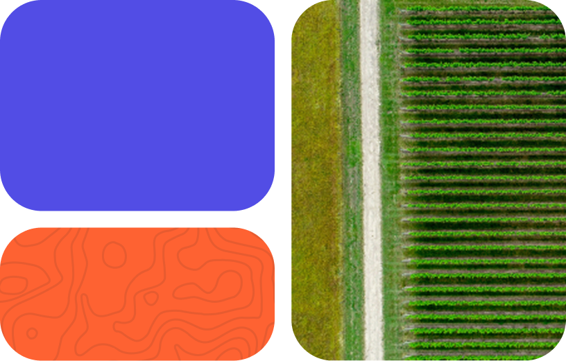 Aerial farmland rows representing structured design execution and scalable systems