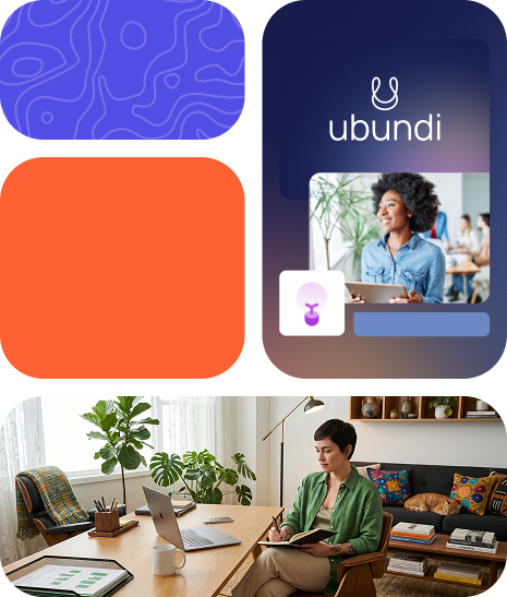 Ubundi digital product design alongside a professional working in a home workspace